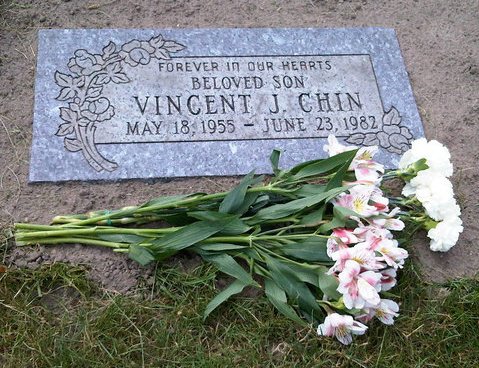VChin grave Photo by Emily P Lawsin 6-23-10 Vincent Chin gravesite, Forest Lawn Cemetery, Detroit. Photo by Emily P. Lawsin, June 23, 2010.